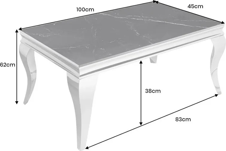 Masuta MODERN BAROCK 100cm crom/ negru A-44368 VC