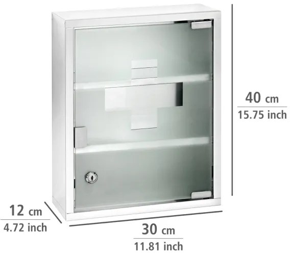WENKO 22924100 - Trusă de prim-ajutor 30 x 40 cm, oțel inoxidabil/argintiu