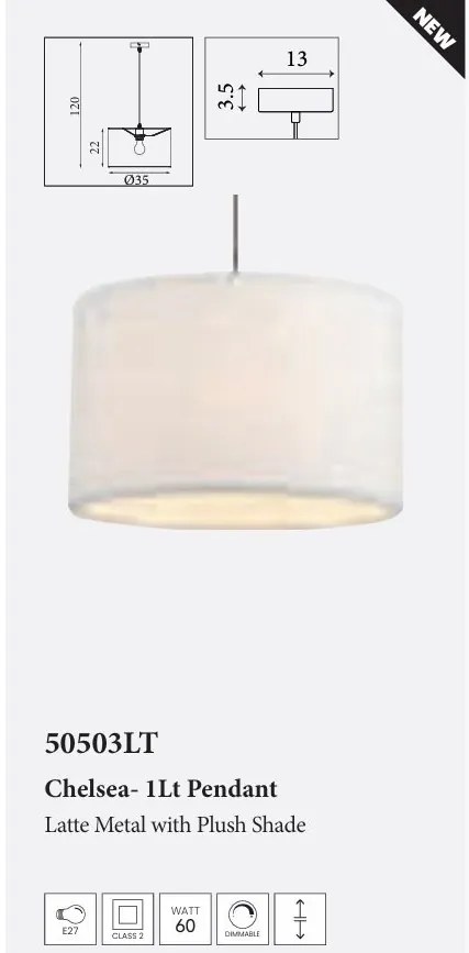 Lustra suspendata cu abajur plusat Chelsea