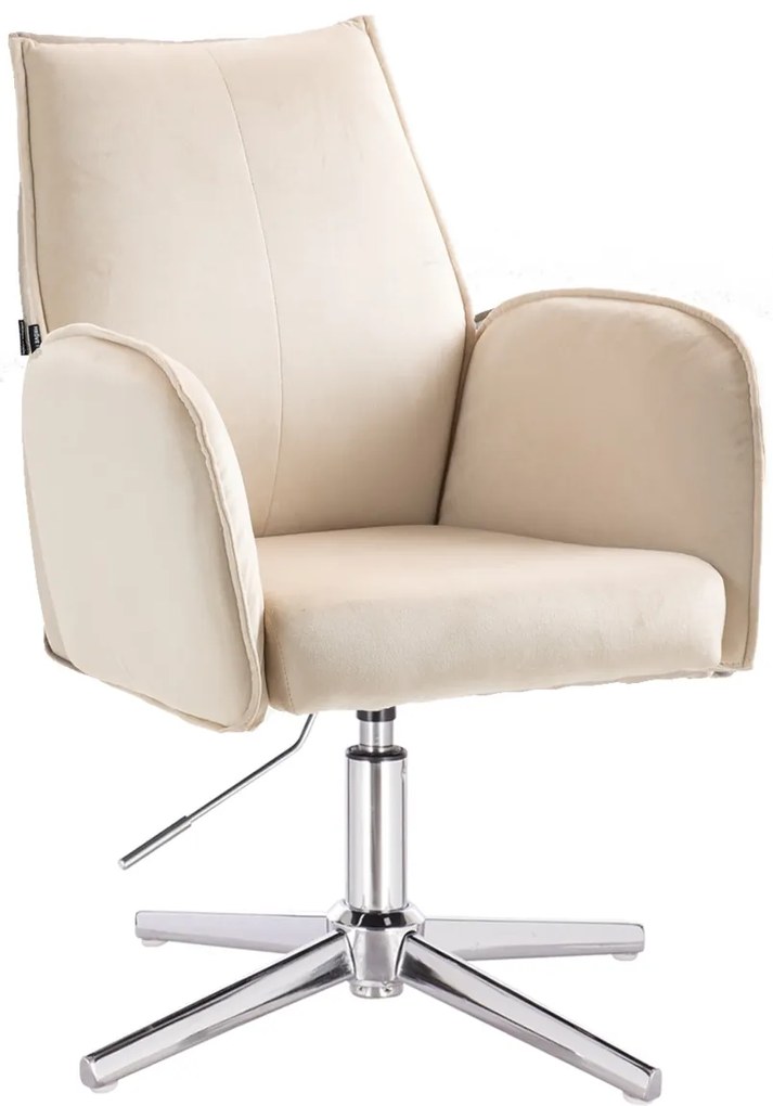HR280CROSS Scaun Crem din Catifea cu Bază Cromata