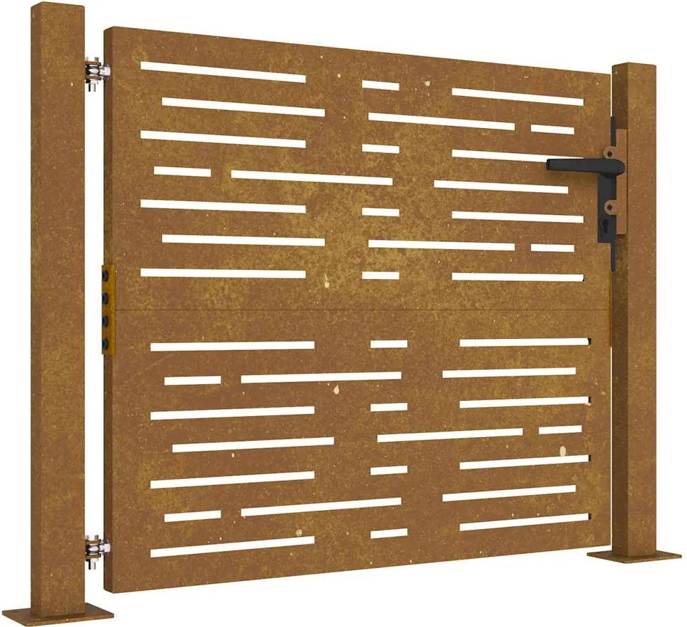 vidaXL Poartă de grădină 100x100 cm, oțel Corten, design pătrat