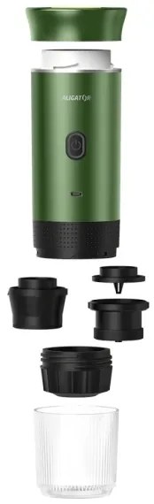 Aligator ACM003 - Cafetieră portabilă reîncărcabilă PortaCaffé 3 în 1, 72 W / 7500 mAh, verde
