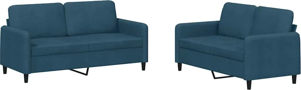 vidaXL Set canapea 2 piese, albastru, catifea