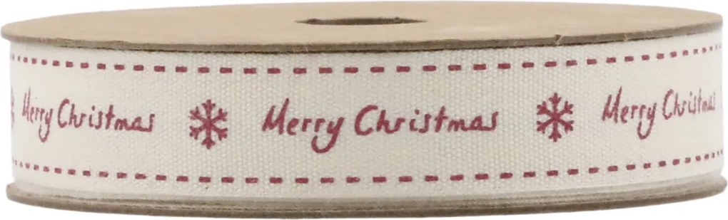 Panglica din bumbac, 5m, Merry Christmas