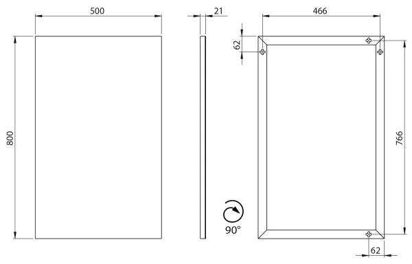 Sapho - Oglindă în ramă AROWANA 50x80, negru mat