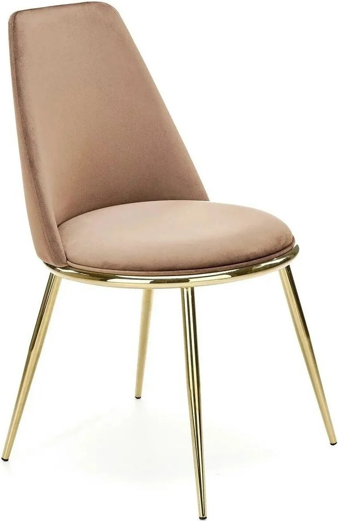 Scaun bej tapitat K460, stofa catifelata, 49x54x84 cm