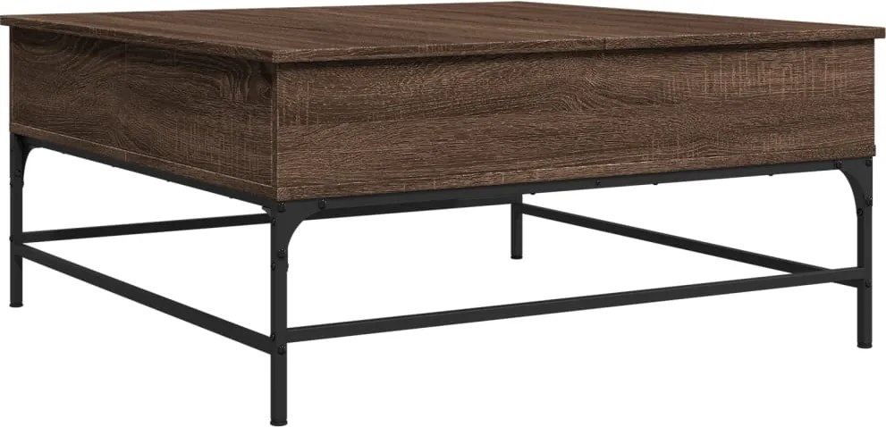 vidaXL Măsuță de cafea, stejar maro, 95x95x45 cm, lemn prelucrat/metal