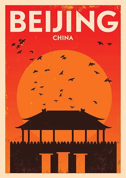 Ilustrație Typographic Beijing City Poster Design, kursatunsal