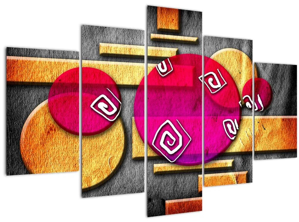 Tablou abstract cu simboluri istorice (150x105 cm)