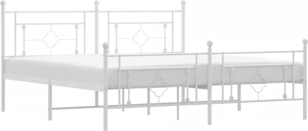 vidaXL Cadru de pat metalic cu tăblie de cap/picioare, alb, 183x213 cm