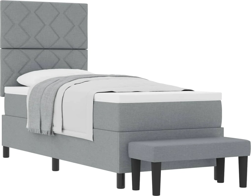 vidaXL Pat cu arcuri cu saltea Gri deschis 80 x 200 cm țesătură