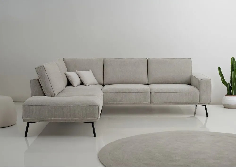 Colțar grej cu tapițerie din chenille (cu colț pe partea stângă/în formă de ”L”) Amsterdam – Scandic