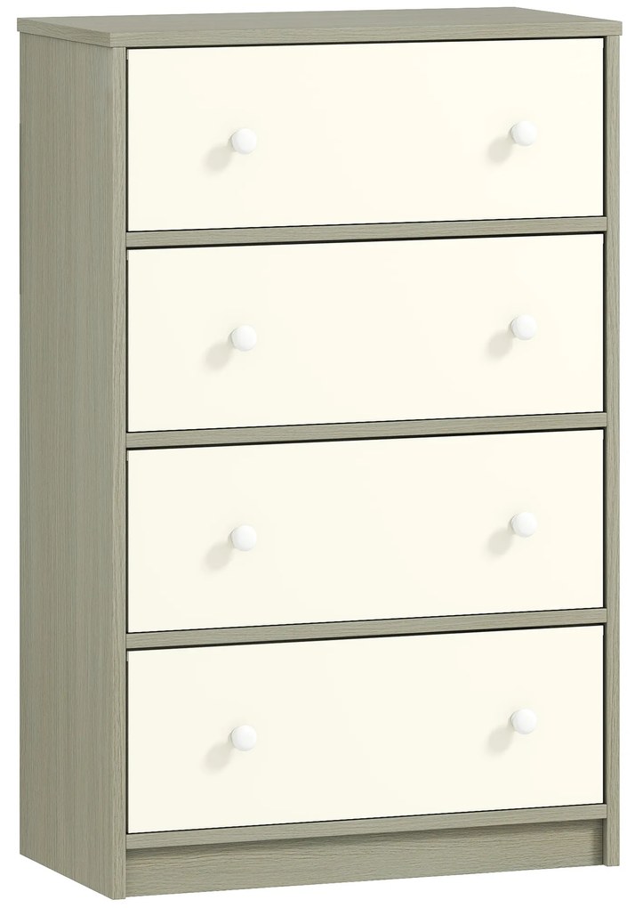 HOMCOM Comodă Modernă cu 4 Sertare Pliabile 58x30x91 cm, Alb și Gri | Aosom Romania