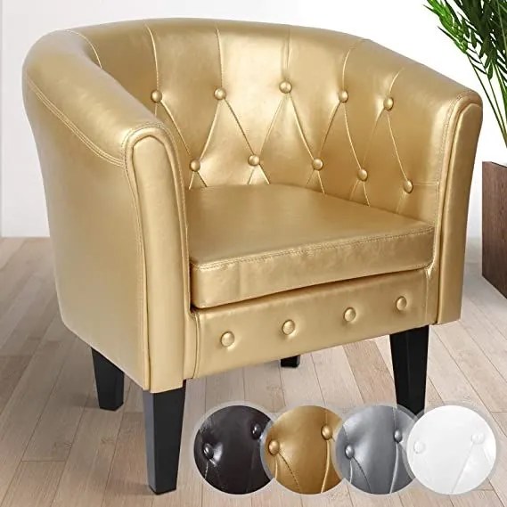 Fotoliu Chesterfield, 58 x 71 x 70 cm, auriu