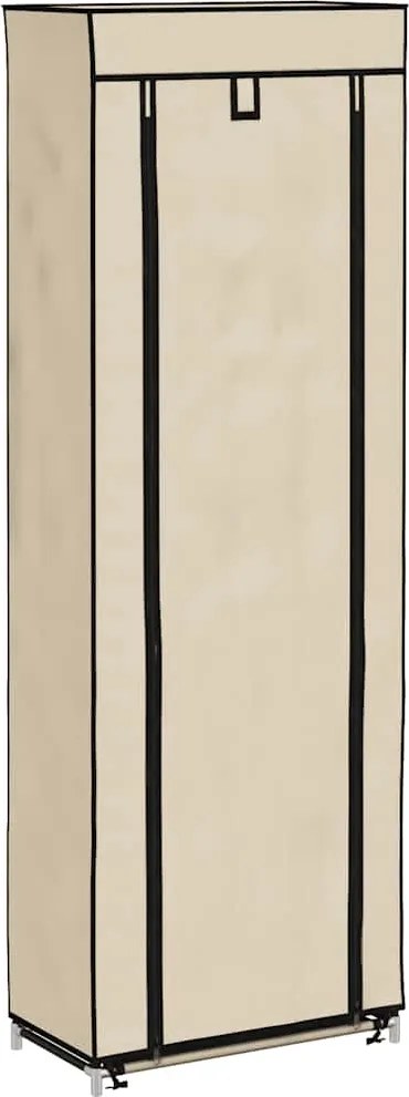 vidaXL Pantofar cu husă, crem, 57 x 29 x 162 cm, material textil