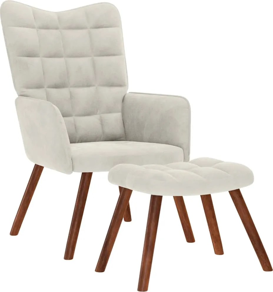 vidaXL Fotoliu relaxant cu taburet, catifea crem