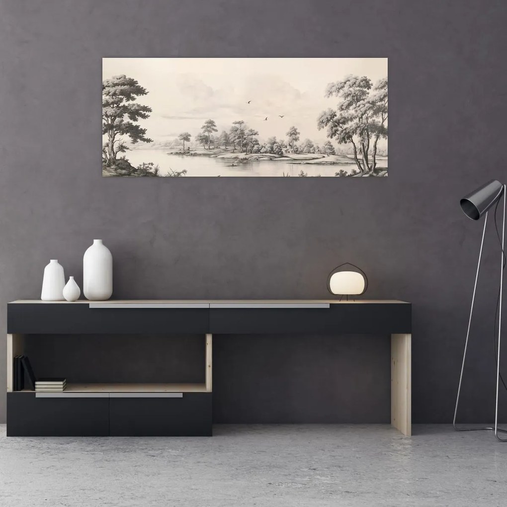 Tablou - Vintage peisaj desen peisaj (120x50 cm)
