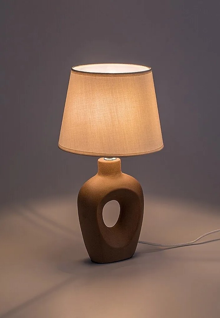 Lampa de masa ceramica maro abajur bej Madelor