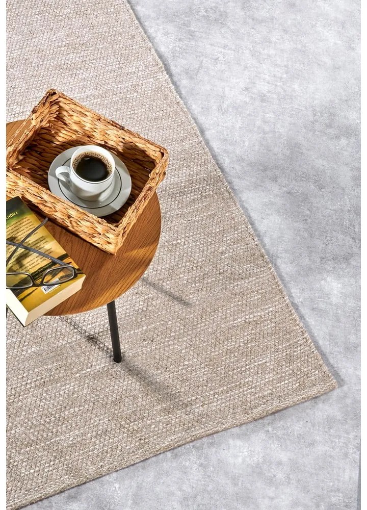 Covor bej țesut manual din amestesc de lână 80x150 cm Pradesh Linen White – Elle Decoration