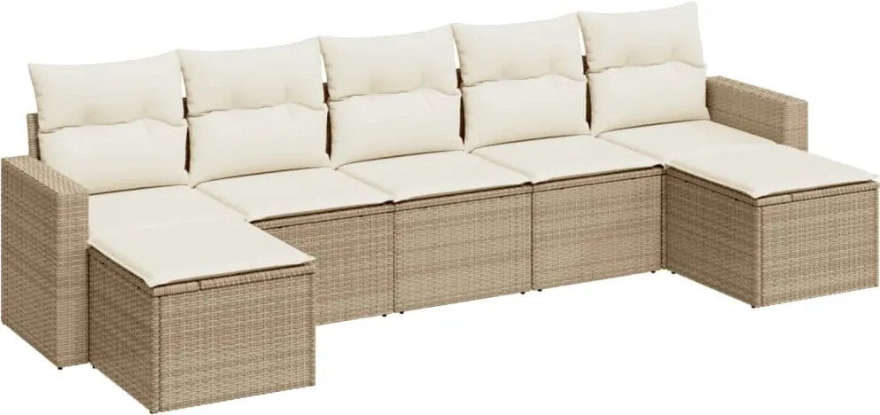vidaXL Set canapele de grădină, 7 piese, cu perne, bej, poliratan