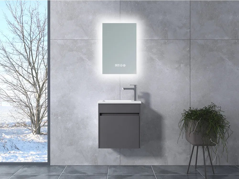 Zamora || Gri antracit mat, dulap de baie