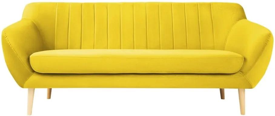 Canapea cu 3 locuri și picioare de culoare deschisă Mazzini Sofas Sardaigne, galben
