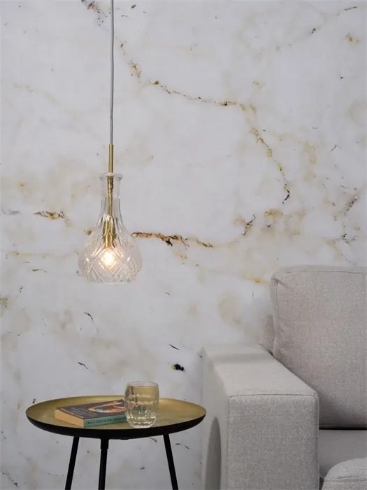 Lustra, Pendul elegant din sticla Brussels transparent/gold, drop