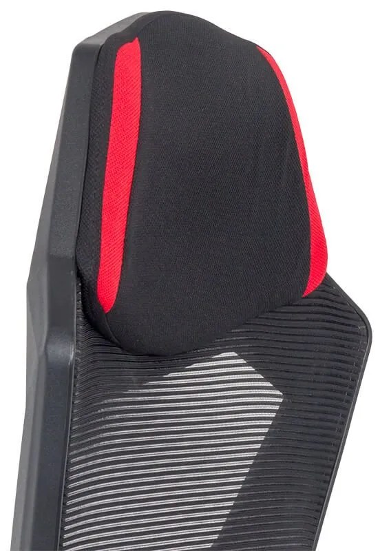 Scaun gaming rosu din mesh cu spatar rabatabil si suport picioare OFF 304