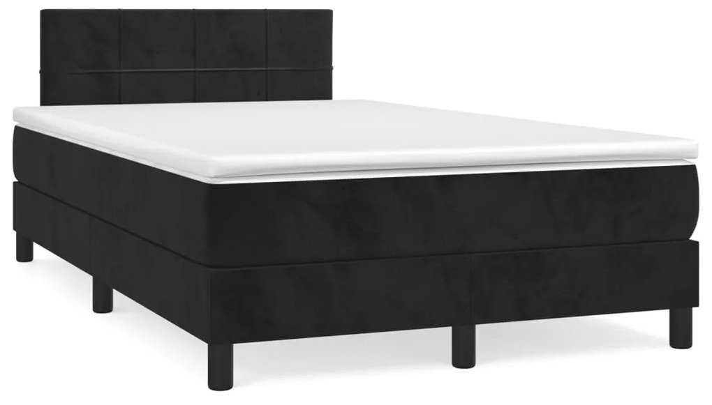 3141295 vidaXL Pat box spring cu saltea, negru, 120x200 cm, catifea