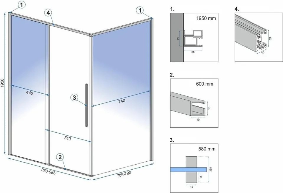 Cabina de dus SOLAR cu cadita alba 100x80 cm auriu periat