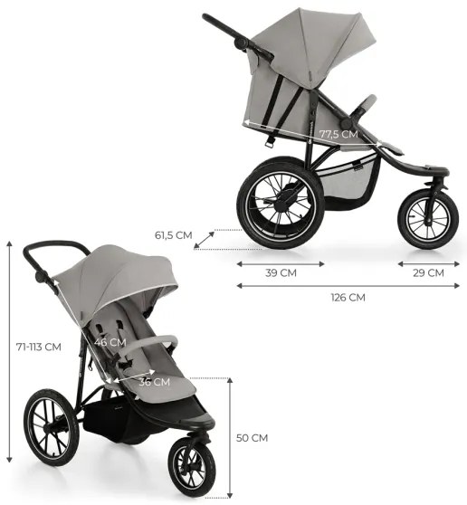 KINDERKRAFT - Cărucior sport HELSI2 gri