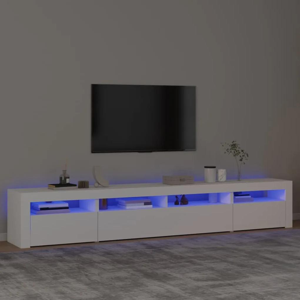3152722 vidaXL Comodă TV cu lumini LED, alb, 240x35x40 cm