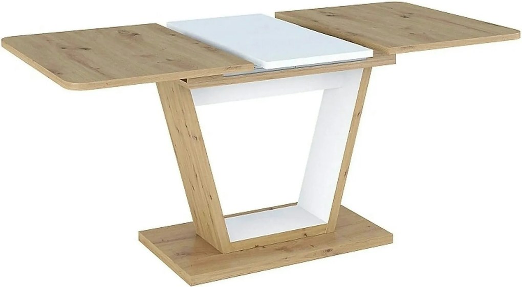 Masa extensibila NIGEL, stejar artisan/alb, PAL laminat, 120/160x80x76