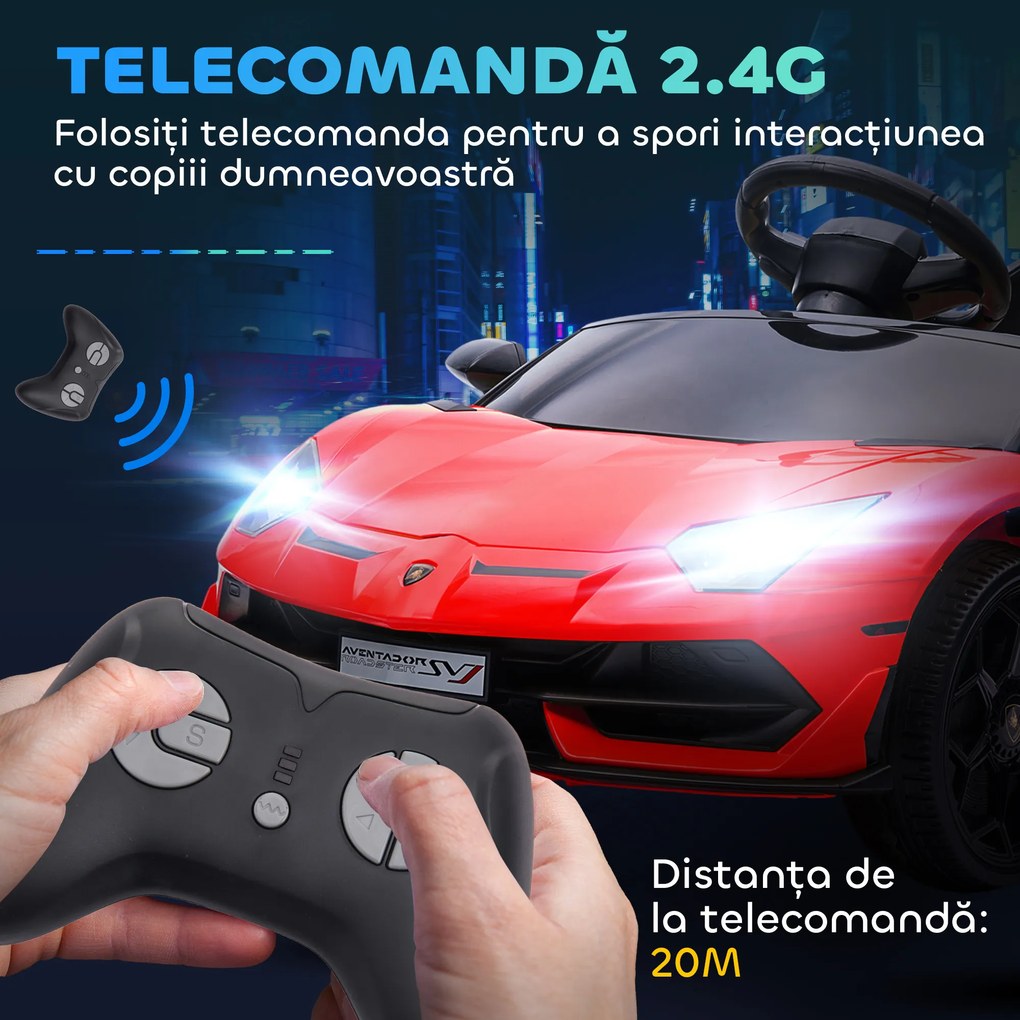 HOMCOM Mașinuță Electrică pentru Copii 3-5 Ani cu Uși Fluture, Mașinuță Electrică cu Telecomandă, 107,5x63x42 cm, Roșu | Aosom Romania