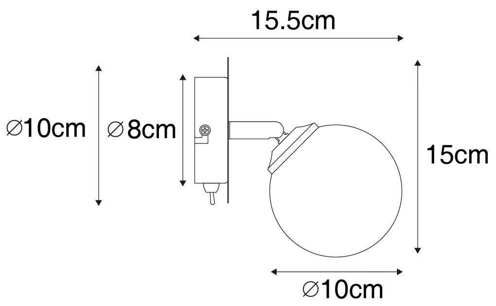 Spot modern auriu cu sticlă opala cu întrerupător - Atena