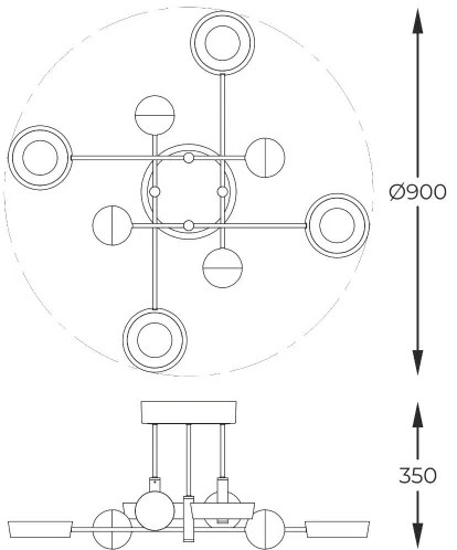 Zuma Line MX7170-8-3BGT - Lustră aplicată de tavan LARA LED/60W/230V, auriu/negru, compatibilă cu dimmer