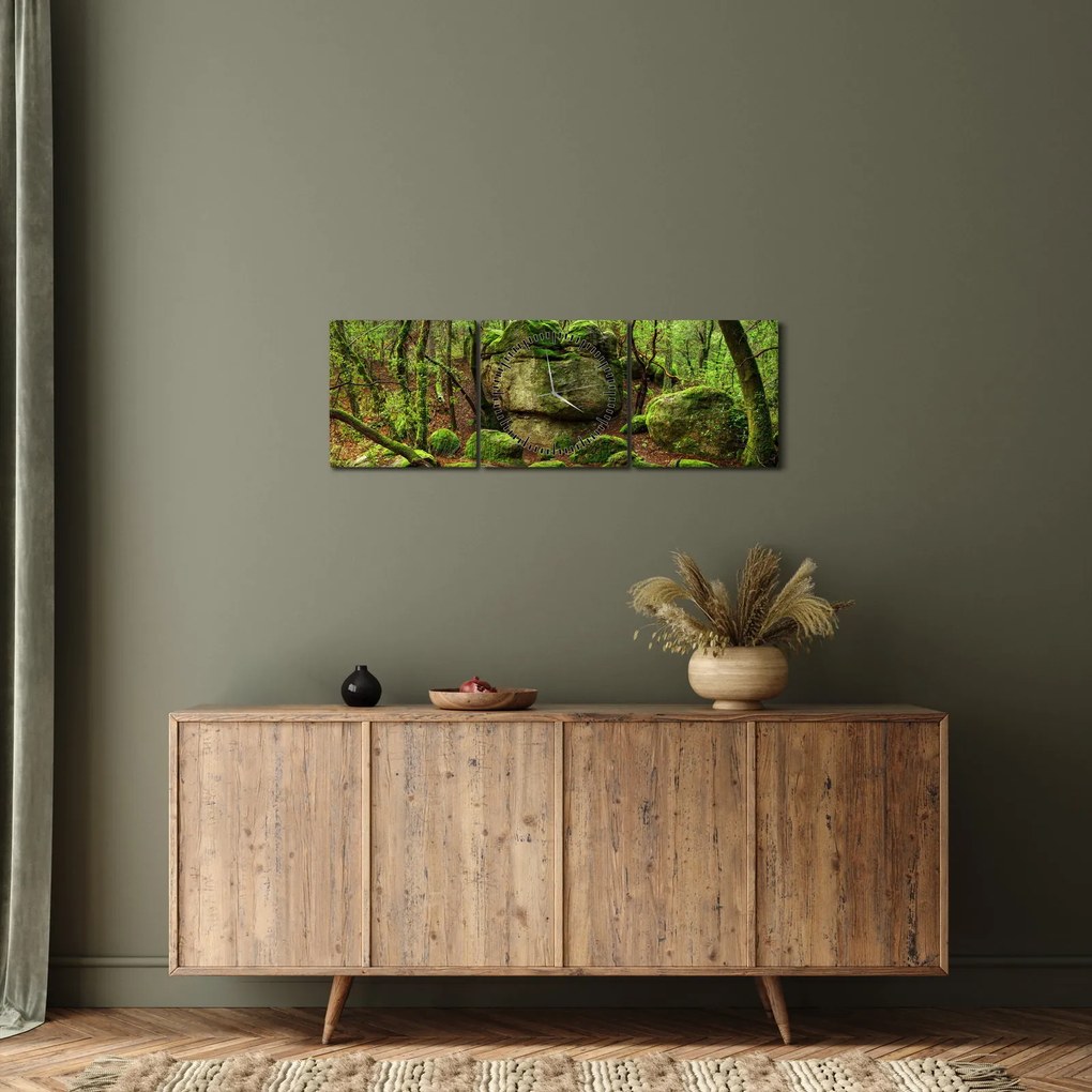 Tablou cu pădurea fermecată (cu ceas) (90x30 cm)