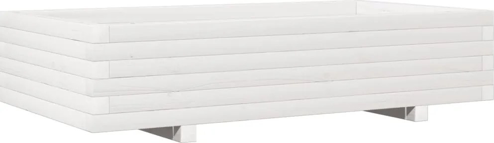 vidaXL Jardinieră de grădină, alb, 110x60x26,5 cm, lemn masiv de pin