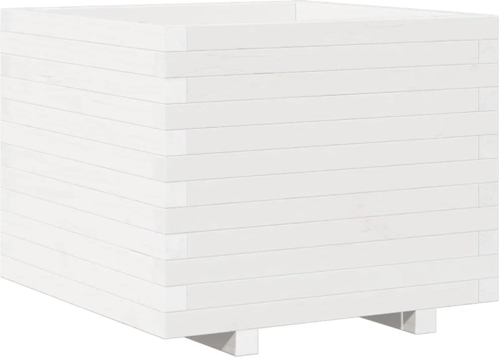 vidaXL Jardinieră de grădină, alb, 60x60x49,5 cm, lemn masiv de pin