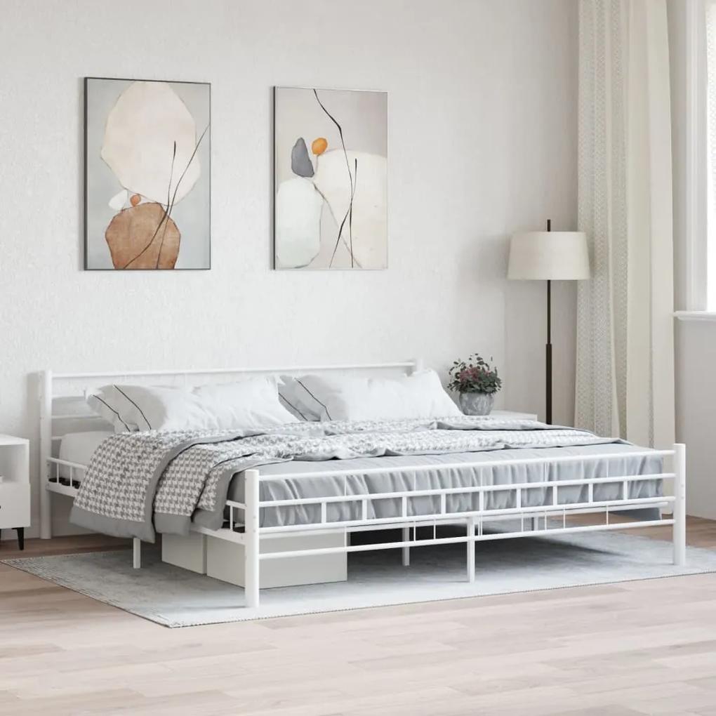 285301 vidaXL Cadru de pat, alb, 200 x 200 cm, metal