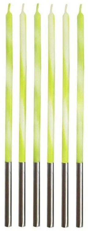 Colorat Candy Lime Green Lumânare de tort verde, set de lumânări 6 buc