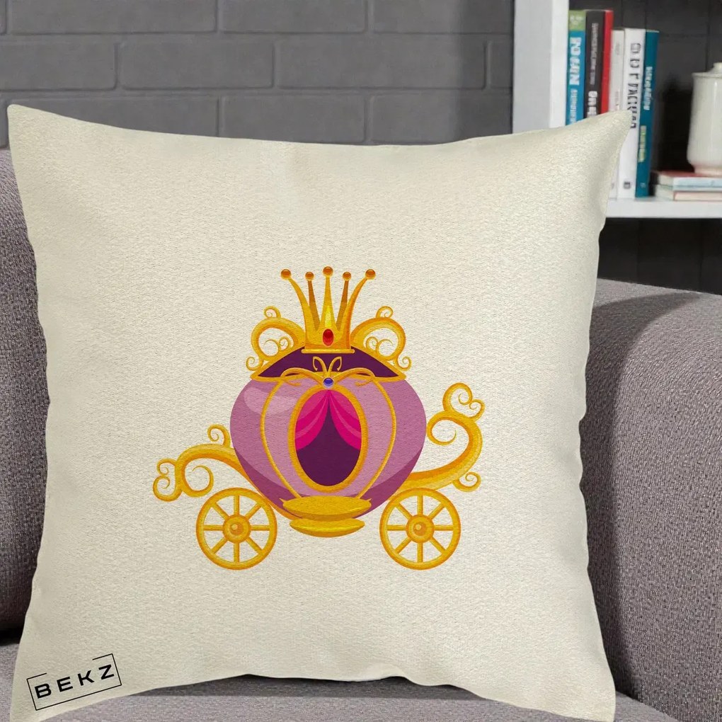 Perna Decorativa Trasura Regala Aurie, 40x40 cm, Ecru, Husa Detasabila, Perna Inclusa, BEKZ®
