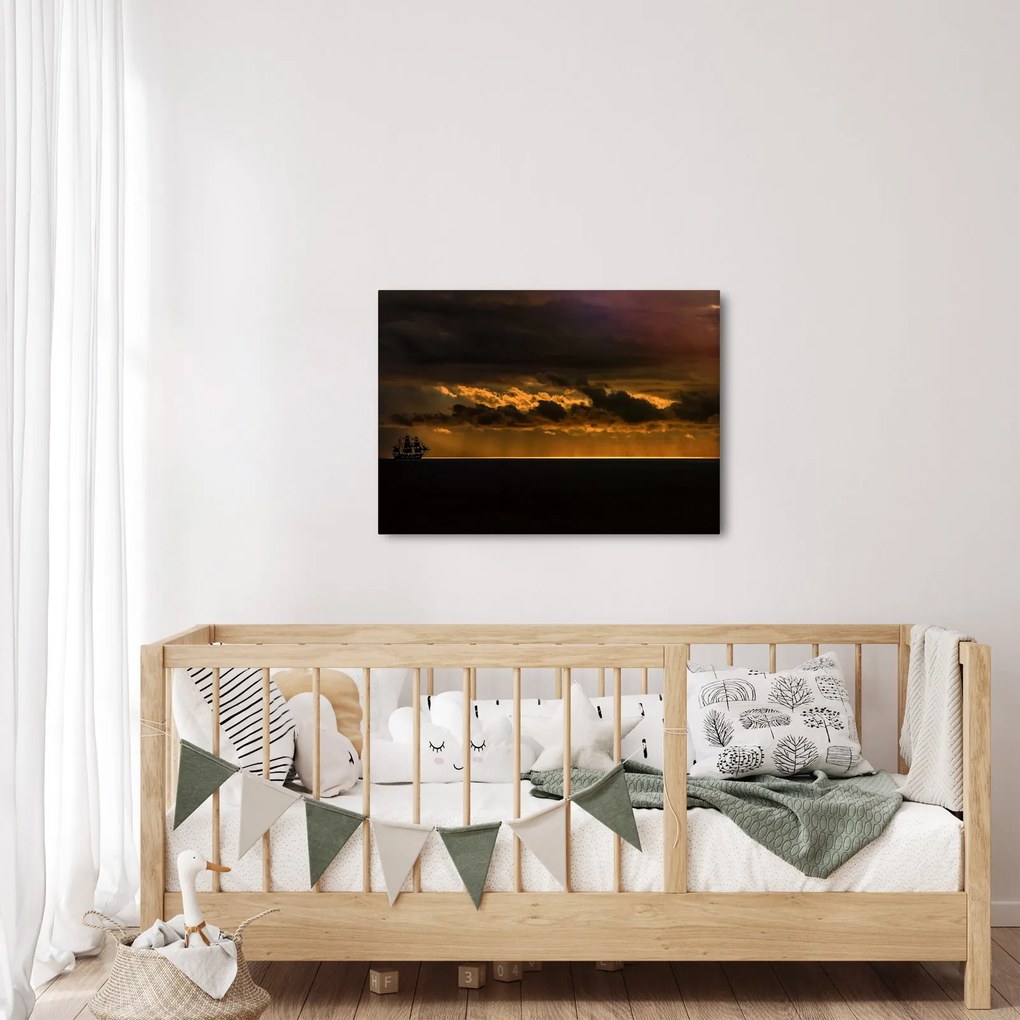 Tablou unei vele în apus de soare (70x50 cm)