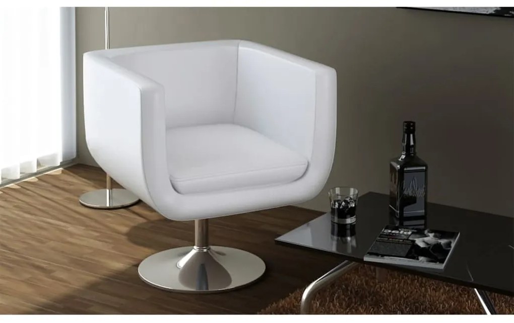 vidaXL Scaun de bar, alb, piele ecologică