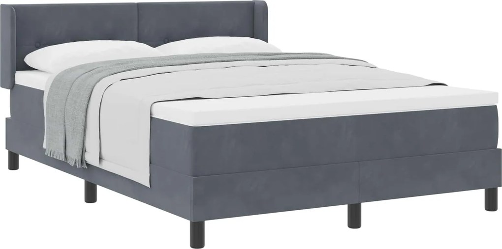 vidaXL Pat cu arcuri cu saltea Gri închis 200 x 140 cm Catifea