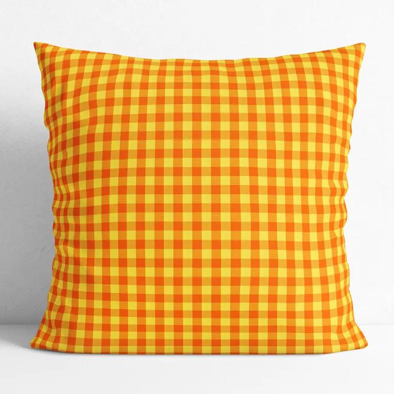 Goldea față de pernă din bumbac kanafas - carouri mici galben-portocaliu 50 x 70 cm