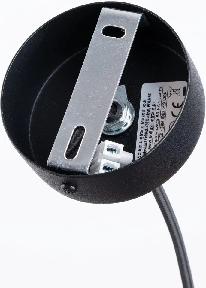 Lustră albă/neagră cu abajur din sticlă Belinda – Sollux