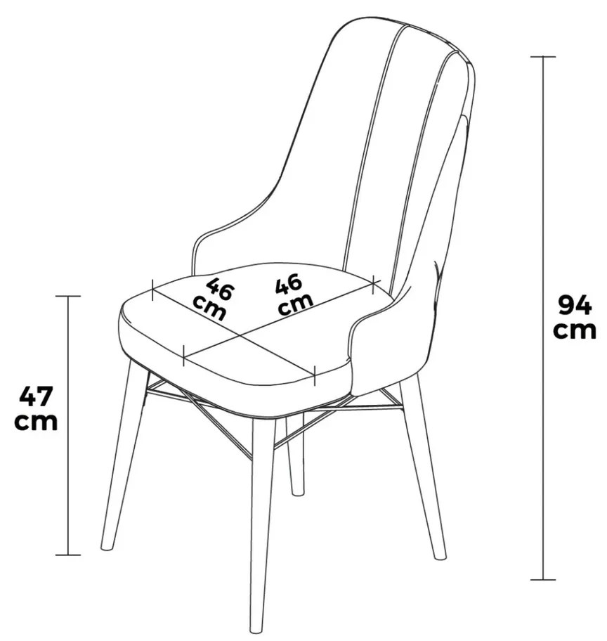 Set de scaune de sufragerie Pare Anthracite, 6bucăți