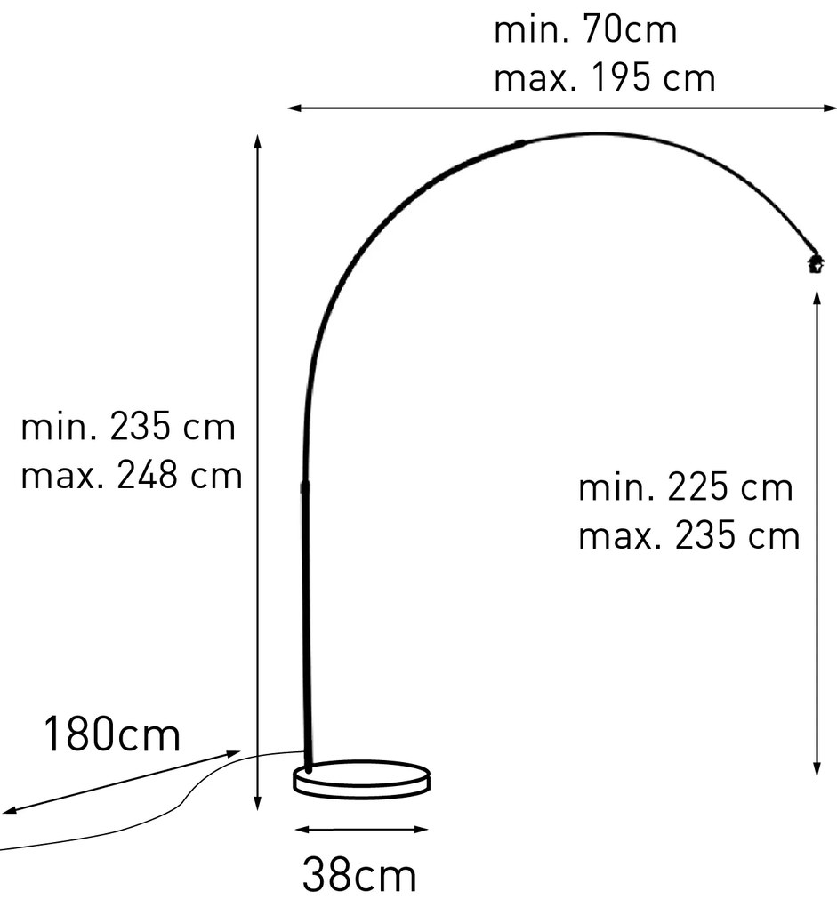 Lampă cu arc din alamă cu bază din marmură albă reglabilă - XXL