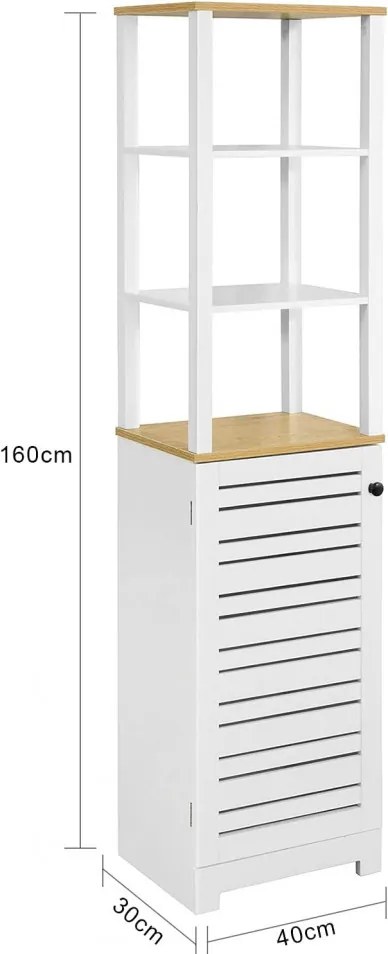 VIO2 - Dulap inalt cu rafturi, 40 cm, alb - Mobilier Baie VIO